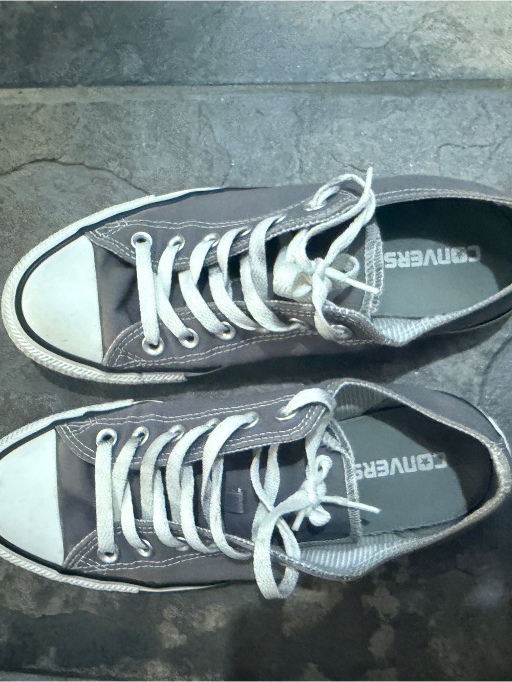 Converse Men's Low Top Canvas Sneakers — Gray and White